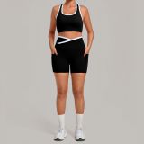 Fall Women's Tight-Fit Tank Top & Shorts Patchwork Yoga Sports Set