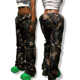 Women's Casual Camouflage Elastic Waist Pants