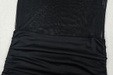 Women's Sexy Holiday Fashion Bodycon Stand Collar Solid Mini Dress