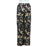 Women's Casual Camouflage Elastic Waist Pants