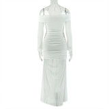 Women's Cutout Halter Neck Off Shoulder Long Dress