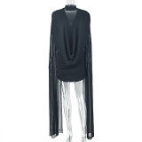 Women's Sexy Holiday Fashion Bodycon Stand Collar Solid Mini Dress