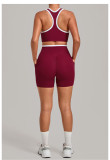 Fall Women's Tight-Fit Tank Top & Shorts Patchwork Yoga Sports Set