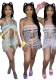 Women Colorful Crochet Knitting Fringe Shorts Two-Piece Set