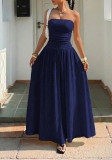 Women Elegant Polka Dot Printed Strapless Dress