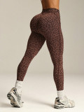 Women Seamless Cross Leopard Print Fitness Yoga Long Pants