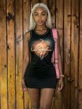 Women Hand-Painted Black Bodycon Dress