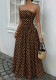 Women Elegant Polka Dot Printed Strapless Dress