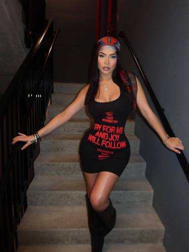 Women Sexy Letter Printed Spaghetti Strap Dress