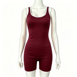 Women Casual Sporty Patchwork Color Block Jumpsuit