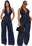 Women Sleeveless Denim Jumpsuit