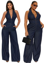 Women Sleeveless Denim Jumpsuit
