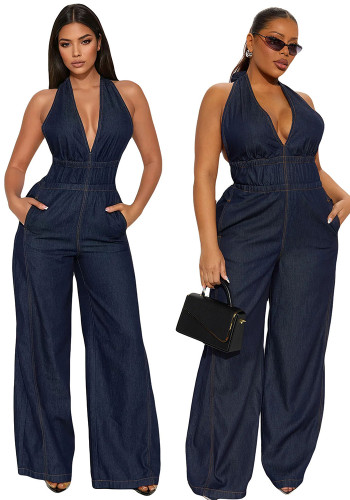 Women Sleeveless Denim Jumpsuit