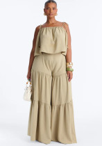 Women Elegant Spaghetti Strap Top and Long Pants Two-Piece Set