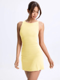 Women Summer Sleeveless Ruched Bodycon Dress