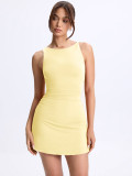 Women Summer Sleeveless Ruched Bodycon Dress