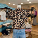 Women Summer Ruffled Printed Sleeveless Shirt Top