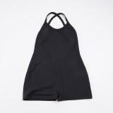 Women Casual Sexy Backless Cross Lace-Up Halter Neck Romper