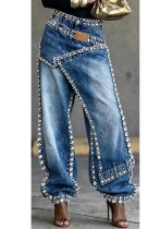 Women Spring Deconstructed Layered Denim Pants Women Spring Deconstructed Layered Denim Pants