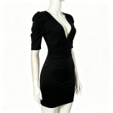 Women Sexy V-Neck Bodycon Dress