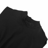 Spring & Summer Women Button Sleeveless Solid Gathered Bodycon Three-Point Jumpsuit