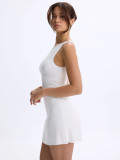 Women Summer Sleeveless Ruched Bodycon Dress
