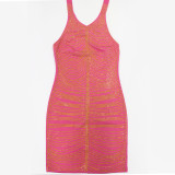 Women Sexy Backless Halter Neck Beaded Dress
