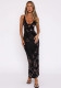 Women Spring Summer Sexy Elegant Printed Hollow Out Spaghetti Strap Holidays Maxi Dress