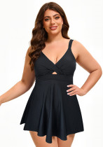 Women Plus Size Sexy Low Back Two-Piece Dress Swimsuit