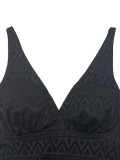 Women Plus Size Solid Black Knit Mesh Dress Slim Fit One-Piece Swimsuit
