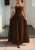 Women Elegant Polka Dot Printed Strapless Dress