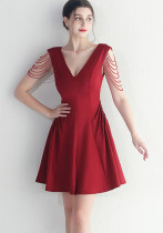 Plus Size Women Satin Beaded Evening Dress