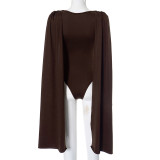 Women Solid Cowl Neck Long Sleeve Sexy Jumpsuit