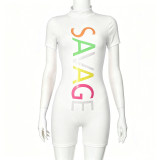 Summer Women Sexy Slim Fitted Short Sleeve Jumpsuit