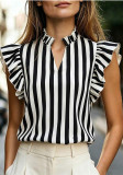 Women Summer Ruffled Printed Sleeveless Shirt Top