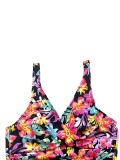 Women Plus Size Solid Black Slim Fit Two-Piece Dress Swimsuit