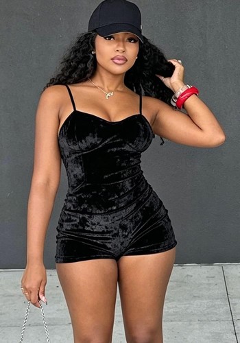 Women Velvet Halter Neck Jumpsuit