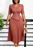 Women African Chic Elegant Half Sleeve Pleated Dress