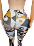 Women Sexy Geometric Vest Top and Long Pants Two-Piece Set