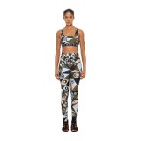 Women Sexy Geometric Vest Top and Long Pants Two-Piece Set