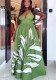 Women African Sexy Printed Slim Waist Strap Long Maxi Dress Evening Gown