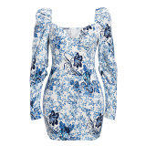 Women Sexy Printed Bodycon Dress