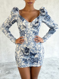 Women Sexy Printed Bodycon Dress