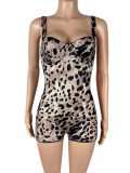 Women Leopard Print Halter Neck Jumpsuit