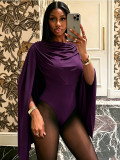 Women Solid Cowl Neck Long Sleeve Sexy Jumpsuit