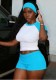 Women Color Block Casual Sporty Short Sleeve Top & Solid Shorts Two-Piece Set