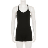 Women Casual Sexy Backless Cross Lace-Up Halter Neck Romper