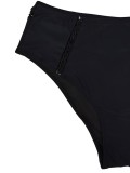 Women Plus Size Solid Black Sexy Slim Fit Low Back High Waist Two-Piece Swimsuit