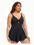 Women Plus Size Sexy Low Back Two-Piece Dress Swimsuit