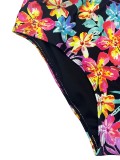Women Plus Size Solid Black Slim Fit Two-Piece Dress Swimsuit